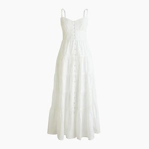 J Crew sz 2 White Maxi Eyelet Button Dress
